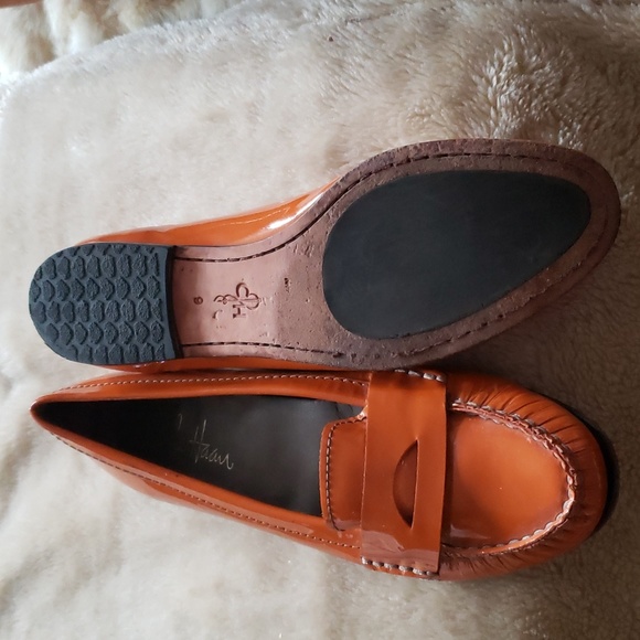 Cole Haan orange patent leather penny loafers 9M - Picture 2 of 3
